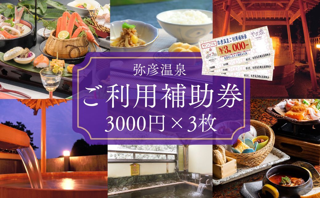 弥彦温泉ご利用補助券 3,000円分【3枚】