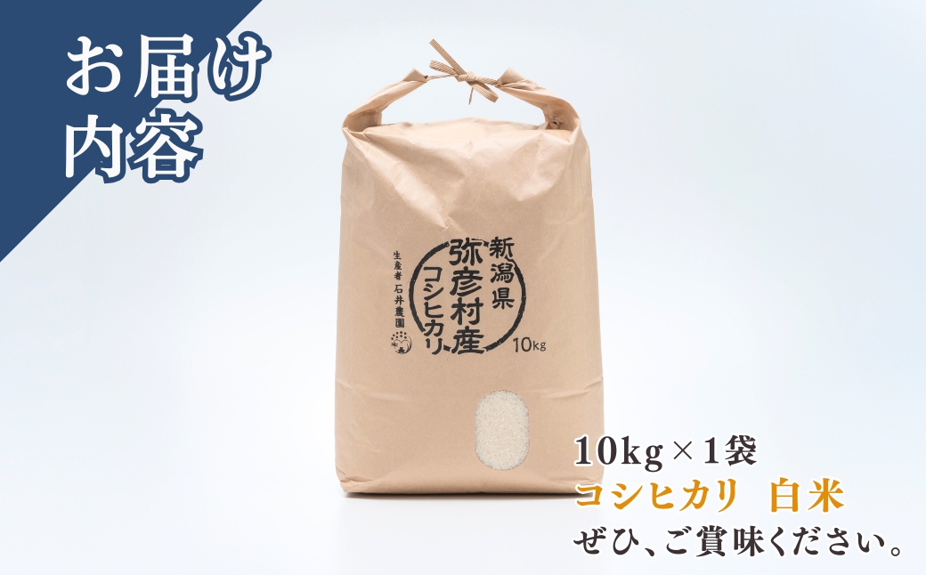 新潟県弥彦村石井農園 令和7年産コシヒカリ【白米 10kg】