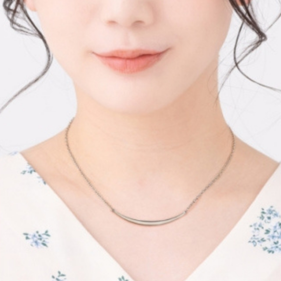 純チタンバーネックレス(カーブプレート)42cm