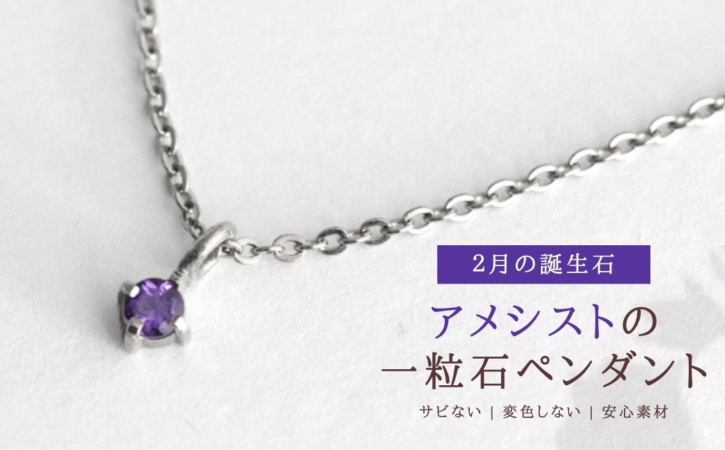 純チタンアメシストの一粒石ペンダント ネックレス 変色しにくい ギフト かわいい 新潟県 弥彦村 | アクセサリー ネックレス ファッション 変色しにくい プレゼント ギフト 贈り物 贈答品 お祝い 記念日 誕生日 ホワイトデー かわいい おしゃれ 新潟県 弥彦村