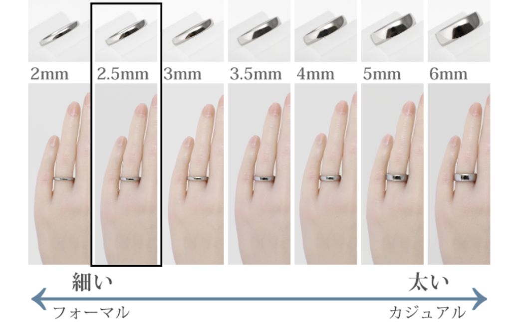 純チタン甲丸リング(幅2.5mm)9号