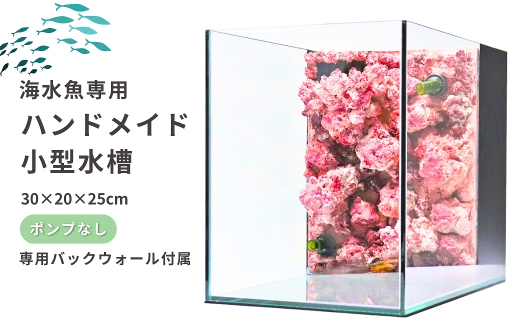 海水魚専用】ハンドメイド小型水槽 ポンプ無し 30×20×25cm （サーチ