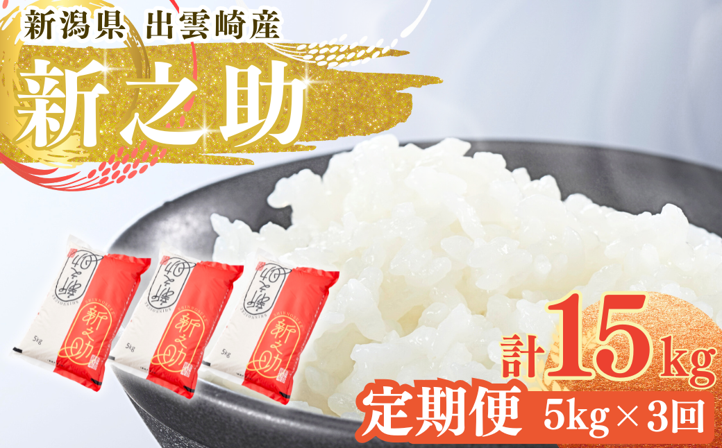 【令和7年産】 「新之助」 定期便 5kg 3か月  新潟県産 出雲崎町産 白米 精米 お米  合計15kg　