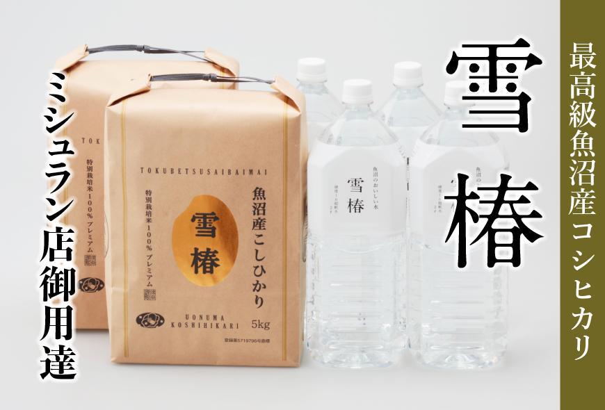 【2025年産 】【至高セット】最高級魚沼産コシヒカリ「雪椿」魚沼のおいしいお水「雪椿」（5kg×2袋・2L×4本） 特別栽培米
