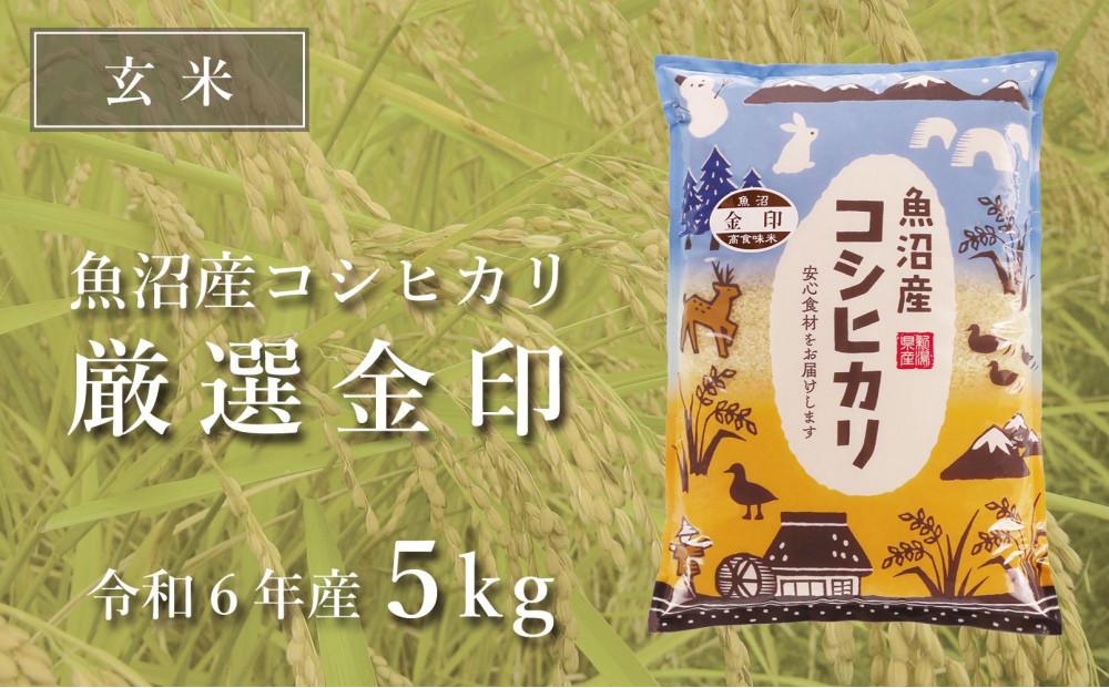 ＜令和6年産新米予約＞【玄米】魚沼産コシヒカリ「金印」高食味米 5kg