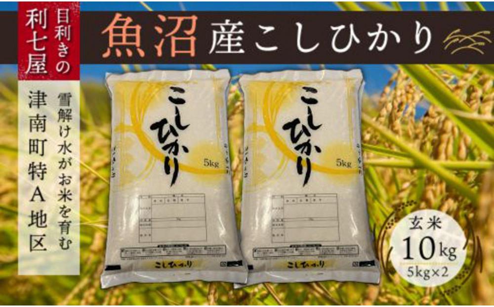 【令和6年産 新米】【魚沼産コシヒカリ 玄米10kg（5kg×2袋）×全3回】雪解け水がお米を育む、津南町特A地区の美味しいお米。