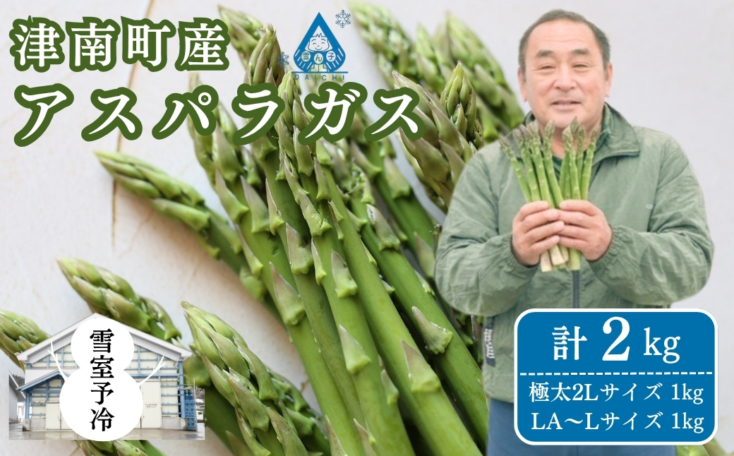 [アスパラガス 先行予約]雪室予冷 アスパラガス バラ詰 計2kg 極太2Lサイズ1kg LA~Lサイズ1kg | 津南町 有限会社大地