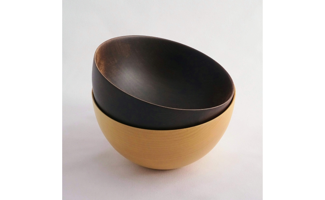 国産天然無垢 栃の木のお椀(木地仕上げ・焦茶) 2個セット