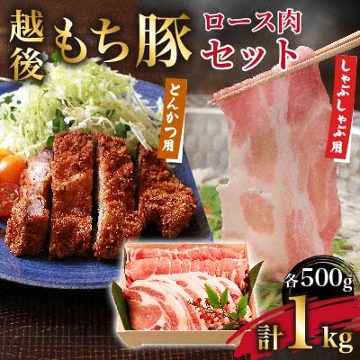 柔らかジューシー!越後もち豚ロース (しゃぶしゃぶ用500g・とんかつ用500g) 1kg【配送不可地域：離島】【1272696】