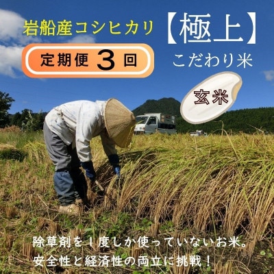 【毎月定期便】[極上]安心こだわり米 岩船産コシヒカリ 玄米6kg(3kg×2袋)[百姓屋]全3回【4084283】