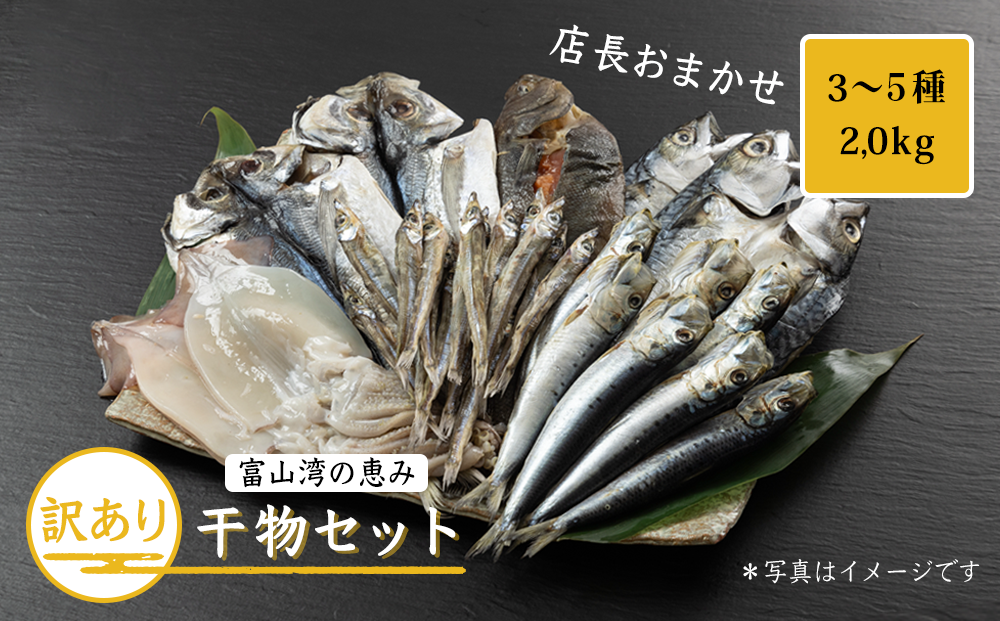 おまかせ訳あり干物セット（3～5種） 約2.0kg 富山 魚津 浜浦水産 自家用 家庭用【魚貝類・干物セット・干物・訳あり干物】