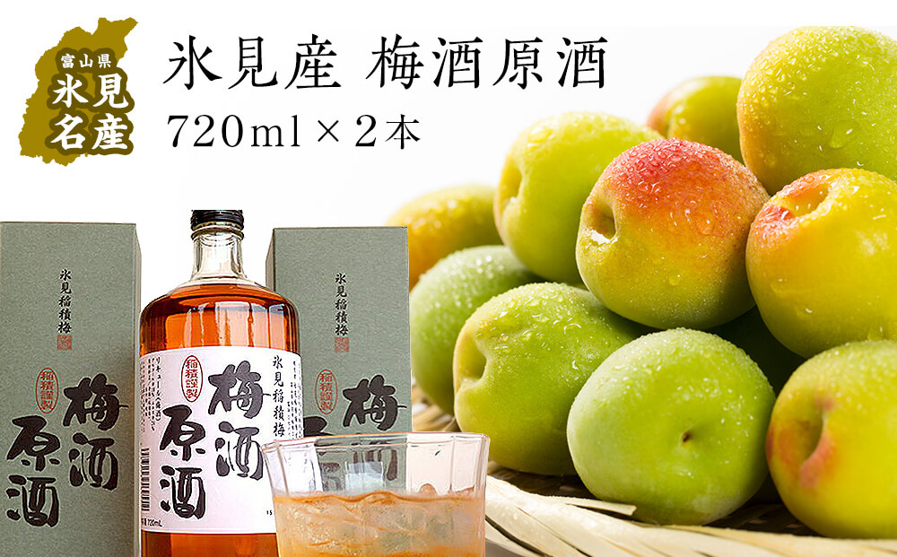 氷見稲積梅酒原酒（2本セット）｜富山 氷見 エコファーマー 梅 国産 GI認証 GI登録 固定種 稲積梅 蔵元 梅酒 無添加 昔ながら 梅酒 お酒 アルコール 家飲み 瓶