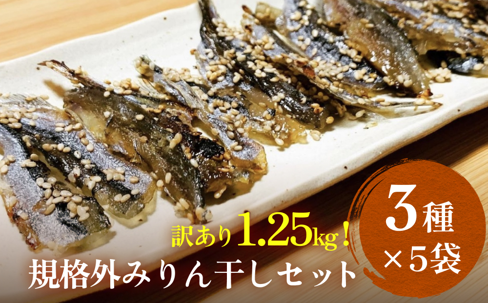 訳あり 氷見名産 規格外みりん干し３種セット （3種×5袋） 【大容量！1.25kg】中村海産 富山県 氷見市 魚介 干物 味醂干し 魚介 おつまみ おかず 訳アリ