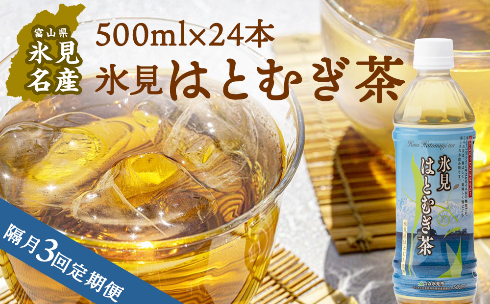 【隔月3回定期便】氷見はとむぎ茶 ペットボトル 500ml×24本 富山県 氷見市 ハトムギ 茶 飲料 国産