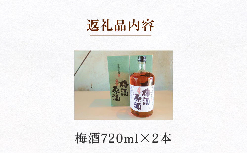 氷見稲積梅酒原酒（2本セット）｜富山 氷見 エコファーマー 梅 国産 GI認証 GI登録 固定種 稲積梅 蔵元 梅酒 無添加 昔ながら 梅酒 お酒 アルコール 家飲み 瓶