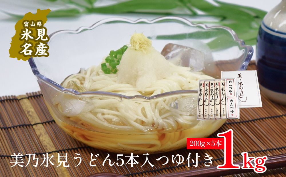 美乃氷見うどん5本入つゆ付き（200g×5本） 富山県 氷見市 うどん 乾麺 つゆ セット