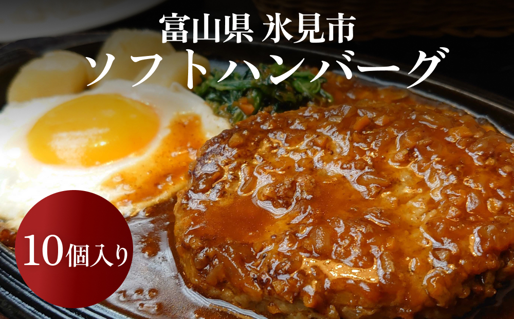 ソフトハンバーグ 10個 ｜ ソース付き ミートソース 柔らか ハンバーグ 湯煎 冷凍 おかず 惣菜 温めるだけ 簡単調理 お取り寄せ 小分け 10個 富山 氷見