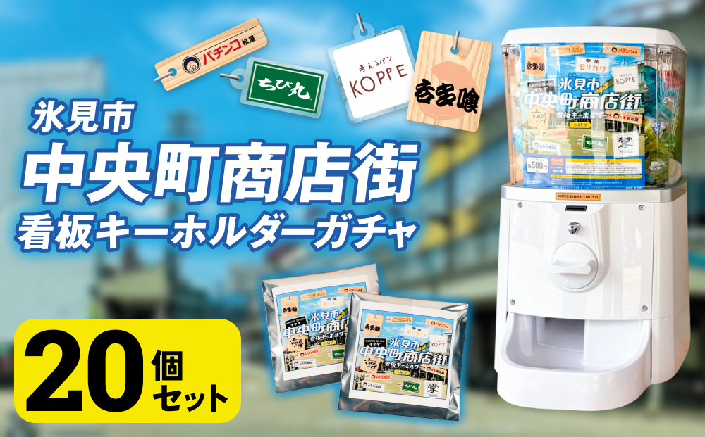 氷見市中央町商店街看板キーホルダーガチャ ［ 20個セット ］ キーホルダー ストラップ  ガチャガチャ トレーディング 看板 富山県 氷見市 レトロ