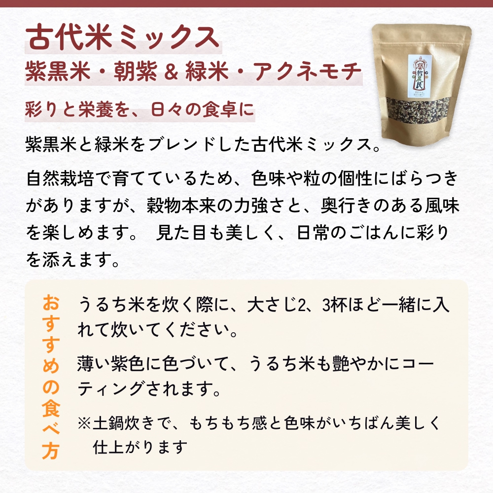 【交響するお米】［古代米ミックス］自然栽培 朝紫&アクネモチ 250g×2袋（ 令和7年産 ） 富山県 氷見市 |  移住農家が里山から直送 米 古代米 紫黒米 緑米