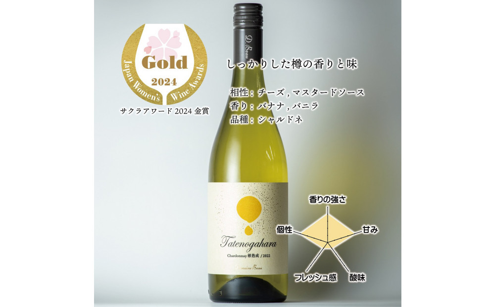 立野原 シャルドネ樽熟成 2022 ワイナリー風景ポチ袋5枚セット付き