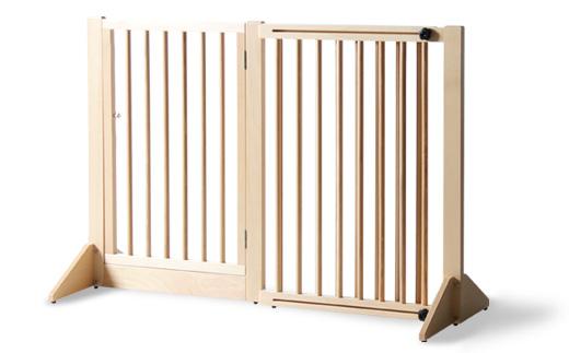 簡単設置　伸縮式木製ペットゲート扉付き「DX」NA