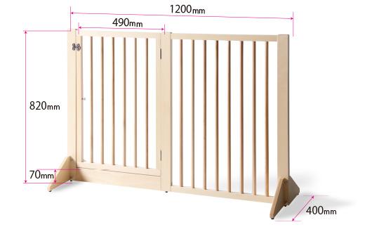 簡単設置　木製ペットゲート「扉付き120」NA