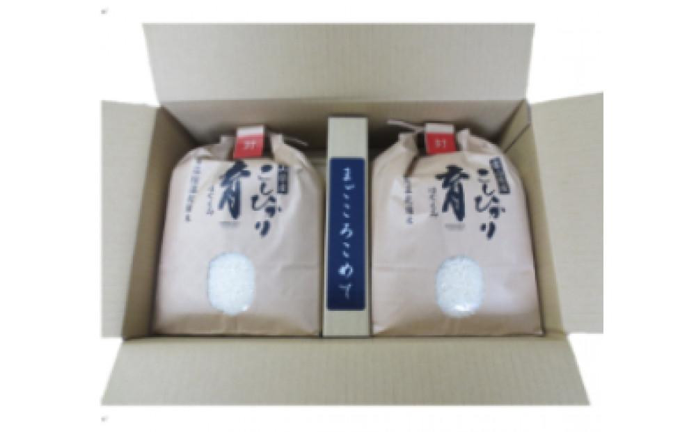 【令和7年産】定期便・12回  富山県産こしひかり 　育（はぐくみ）  白米３kg×２袋《南砺の逸品》