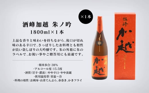 【酔いを楽しむ】酒峰加越（朱ノ吟・黒ノ滴）大吟醸1.8L　3本セット 