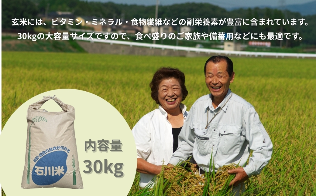 令和7年産 コシヒカリ 玄米 30kg 米 コメ お米 げんまい 石川県産 小松市産 【有限会社嵐農産】