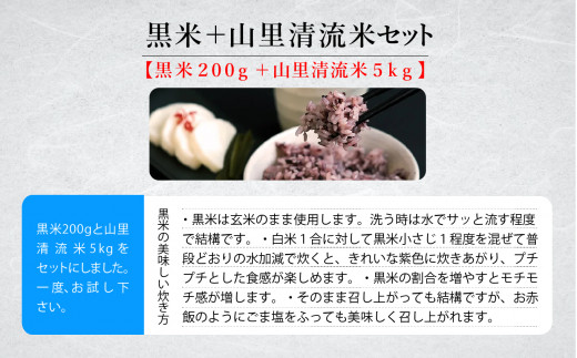 《令和6年産》黒米＋山里清流米セット（黒米200g＋山里清流米こしひかり5kg）