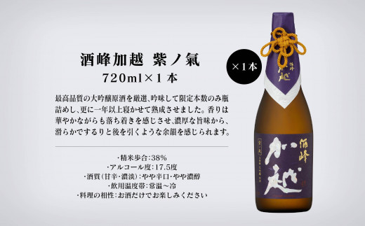 【酔いを楽しむ】酒峰加越（朱ノ吟・黒ノ滴・紫ノ氣）大吟醸720ｍL　3本セット