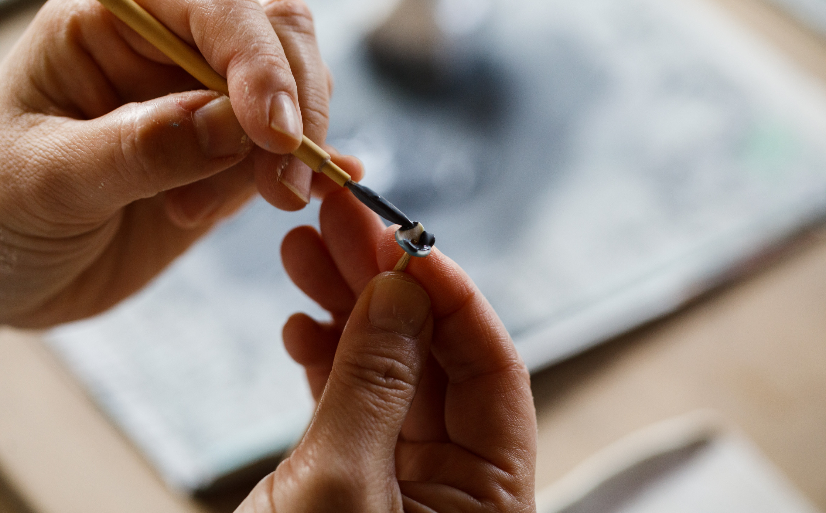 九谷焼×布花アクセサリー九谷花（KUTANIKA）ブレスレット(カラー／青)