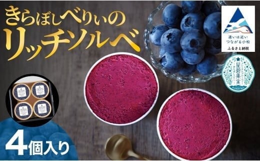 きらぼしべりぃのリッチソルベ4個入り  ジェラート ブルーベリー アイスクリーム