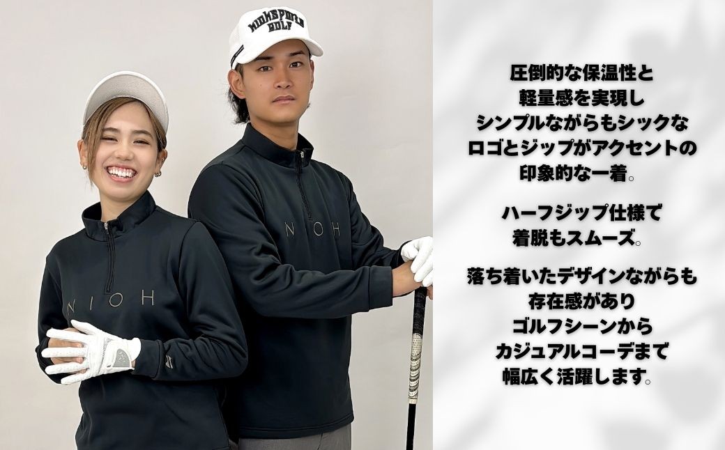 レディースエアライトロングスリーブモックネックシャツ/ブラック/LLサイズ  ゴルフウェア ゴルフ レディース ロゴカラー モックネック 黒 おしゃれ コーデ｜石川県 小松市【有限会社ドオム】