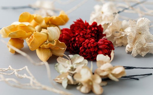 髪飾り ヘアアクセ【布花アクセサリー】パンジーと赤ツメ草のヘッドアクセサリーset