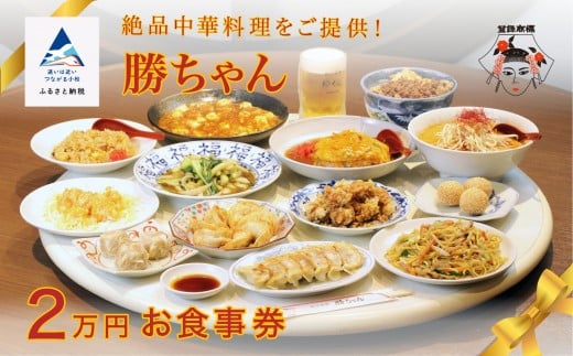 食事券 チケット 中華 【名店の味！】《餃子菜館 勝ちゃん》2万円分お食事券 (1000円×20枚） | 石川県 小松市 【勝ちゃん】