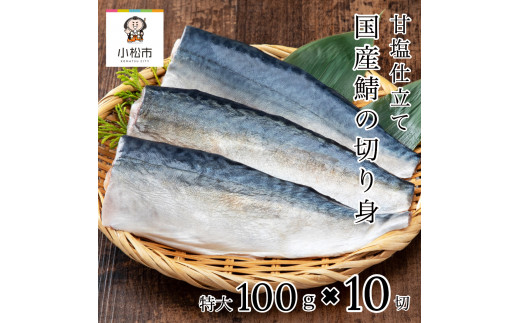 魚 国産鯖の切り身(甘塩)　10切 冷凍 （一切れ約100ｇ）