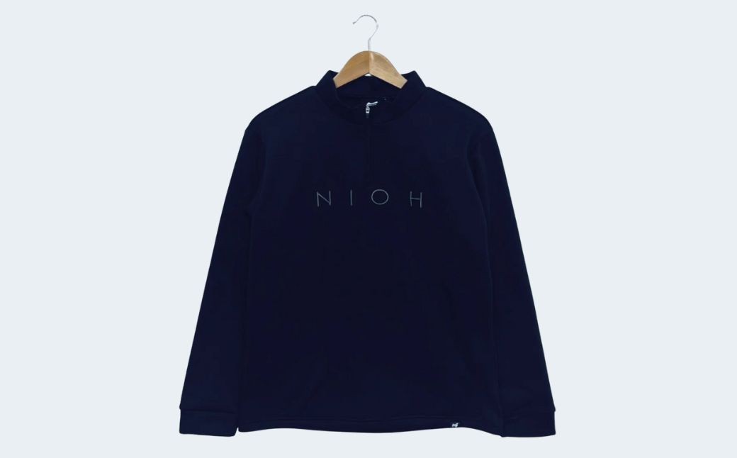 メンズ エアライトログジップロングスリーブモックネックシャツ/ブラック/Lサイズ ゴルフウェア ゴルフ メンズ ロゴカラー モックネック 黒 おしゃれ コーデ｜石川県 小松市【有限会社ドオム】