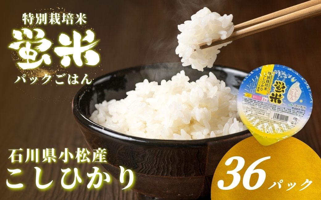 『蛍米』 パックごはん180g×36個入り 特別栽培米こしひかり パックご飯 パックライス コシヒカリ 36食 石川県 小松市産 お米 防災用