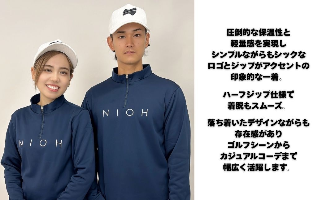 レディースエアライトロングスリーブモックネックシャツ/ネイビー/LLサイズ  ゴルフウェア ゴルフ レディース ロゴカラー モックネック 紺色 おしゃれ コーデ｜石川県 小松市【有限会社ドオム】