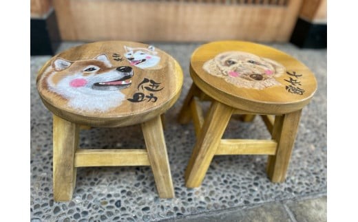 ペット似顔絵スツール（２ペット）