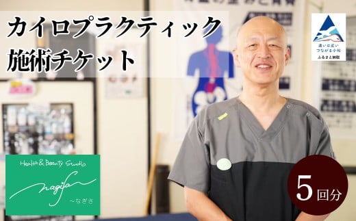 カイロプラクティック施術 (60分) 5回券 利用券 チケット 整体 マッサージ 小松市 【Health＆Beauty Studio nagiSa~なぎさ】