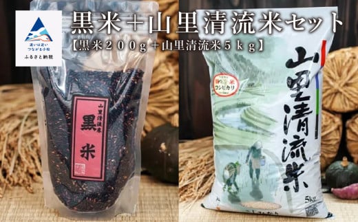 《令和6年産》黒米＋山里清流米セット（黒米200g＋山里清流米こしひかり5kg）