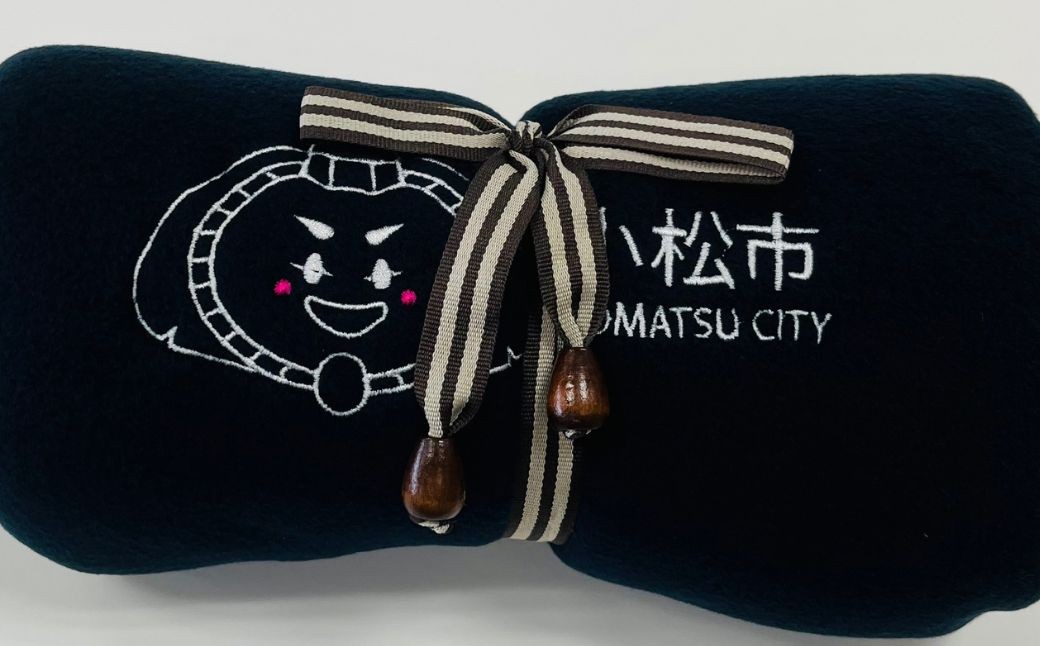 カブッキーブランケット （カラー：紺）【ストライプリボン】 ひざ掛け かわいい | 石川県 小松市 