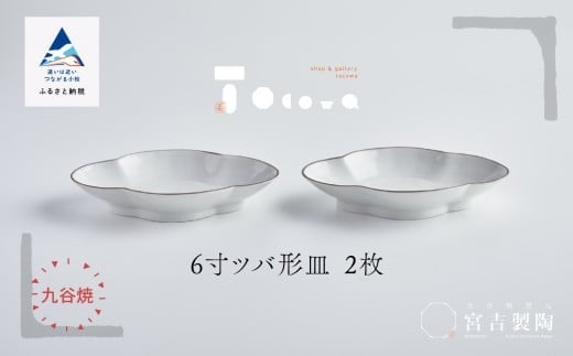 磁器白九谷「６寸ツバ形皿」２枚