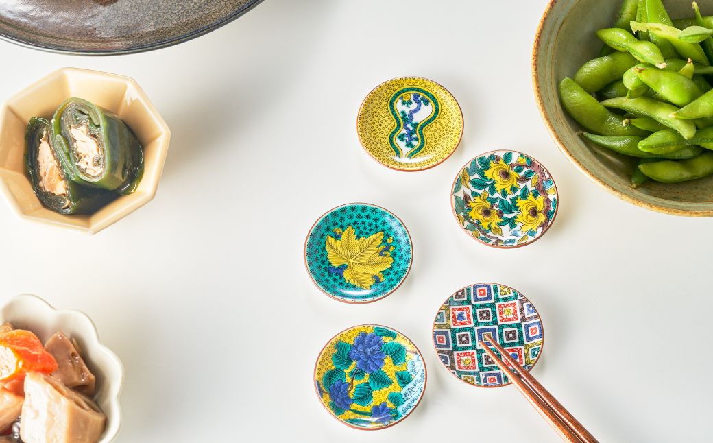 姫皿 はしおき 名品コレクション 5枚セット 九谷焼｜石川県 小松市 打田平太郎商店