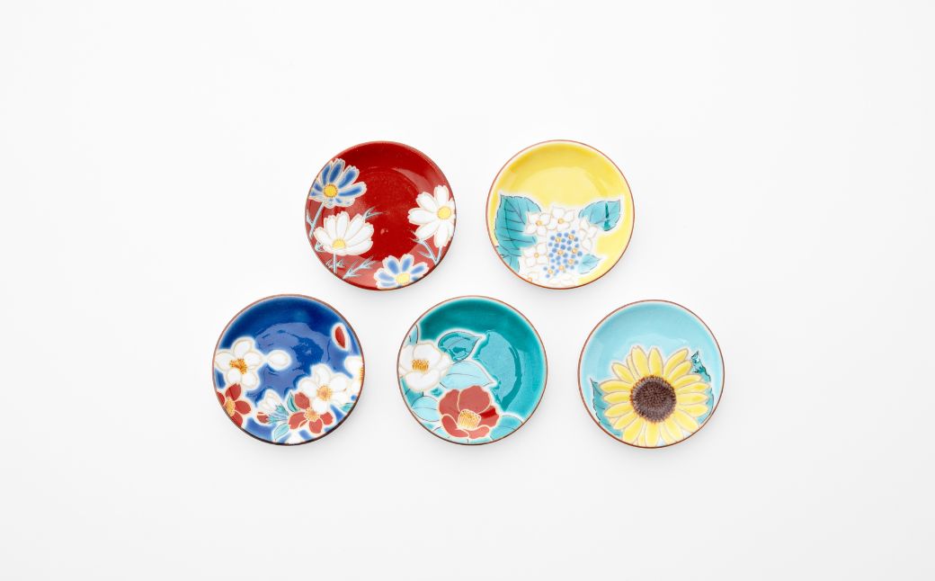姫皿 はしおき 四季の花 5枚セット 九谷焼｜石川県 小松市 打田平太郎商店