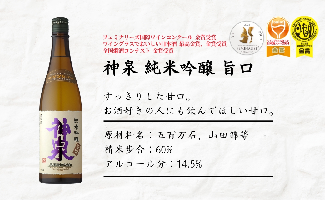 【3ヶ月定期便】 数量限定 日本酒 神泉 おすすめセット（720ml×2本）×3ヶ月 お酒 父の日 ギフト お花見 プレゼント | 石川県 小松市 北陸 【東酒造】