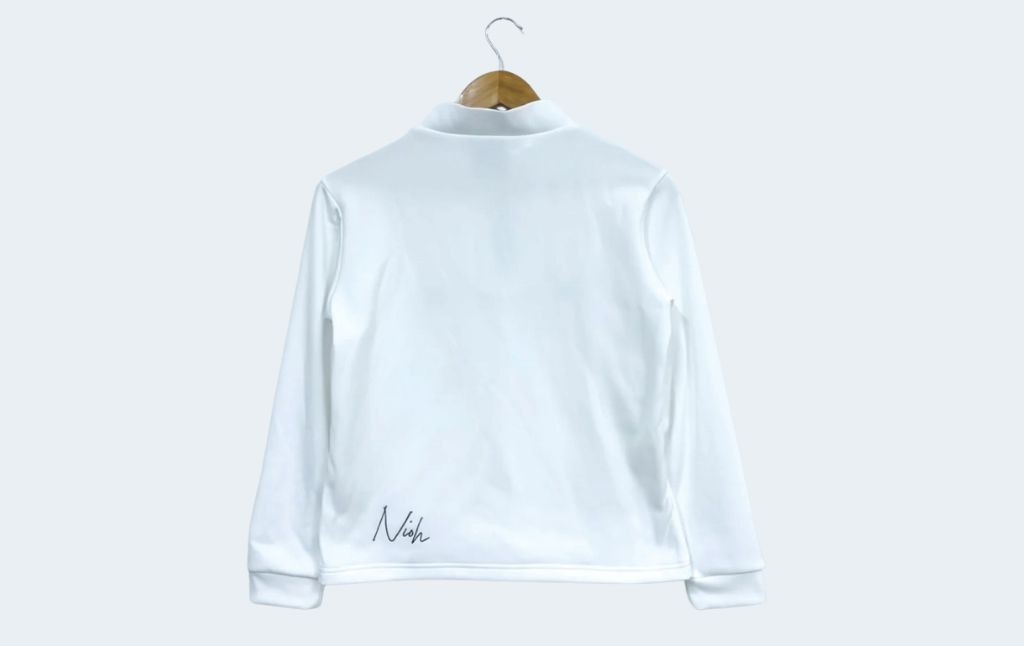 レディースエアライトロングスリーブモックネックシャツ/ホワイト/Lサイズ  ゴルフウェア ゴルフ レディース ロゴカラー モックネック 白 おしゃれ コーデ｜石川県 小松市【有限会社ドオム】