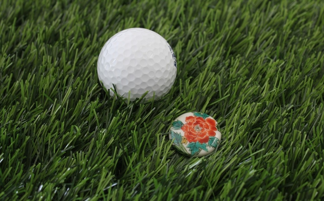 彩華-SAIGA-ボールマーカー牡丹（九谷焼作家：越田秀平）